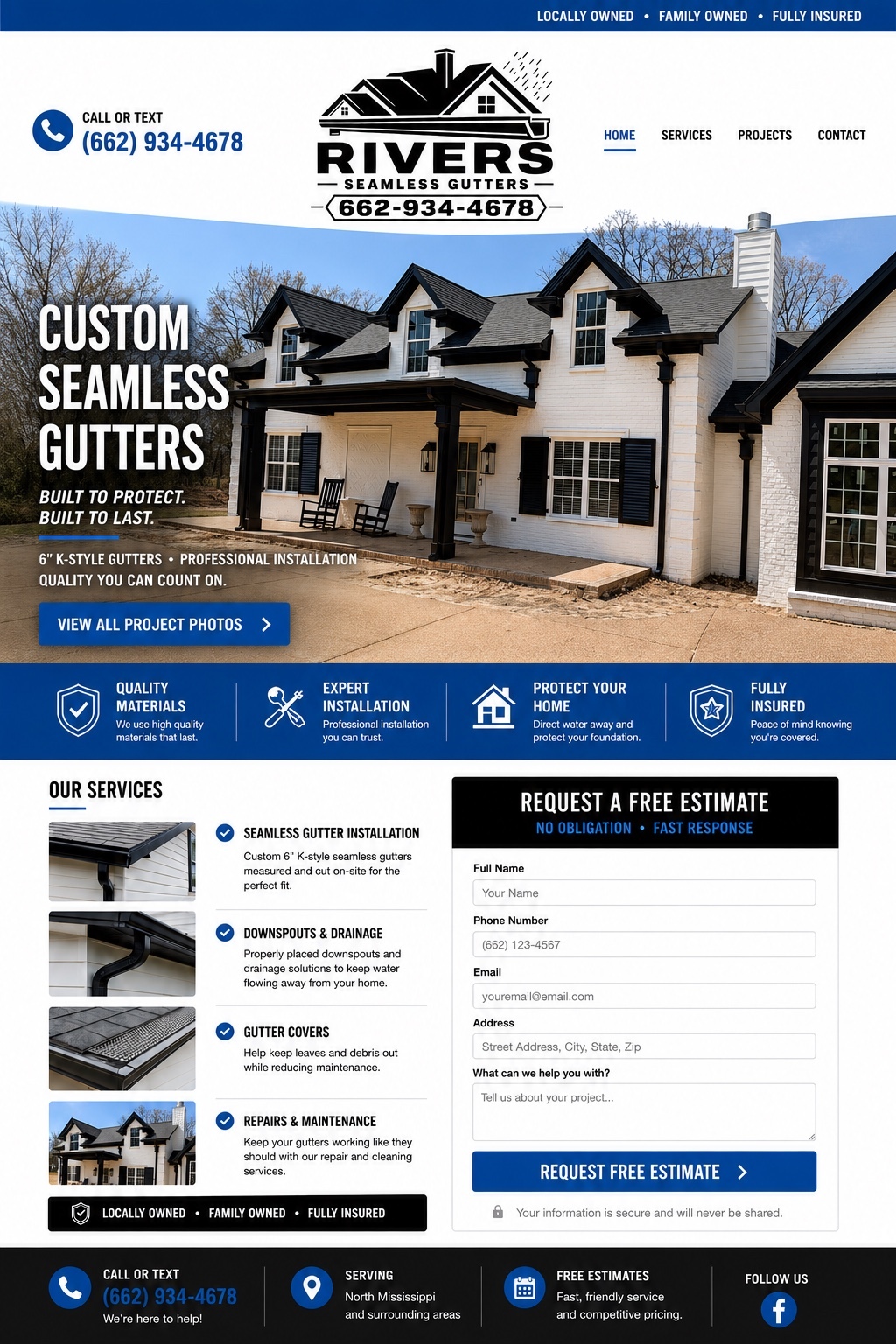 Rivers Seamless Gutters website